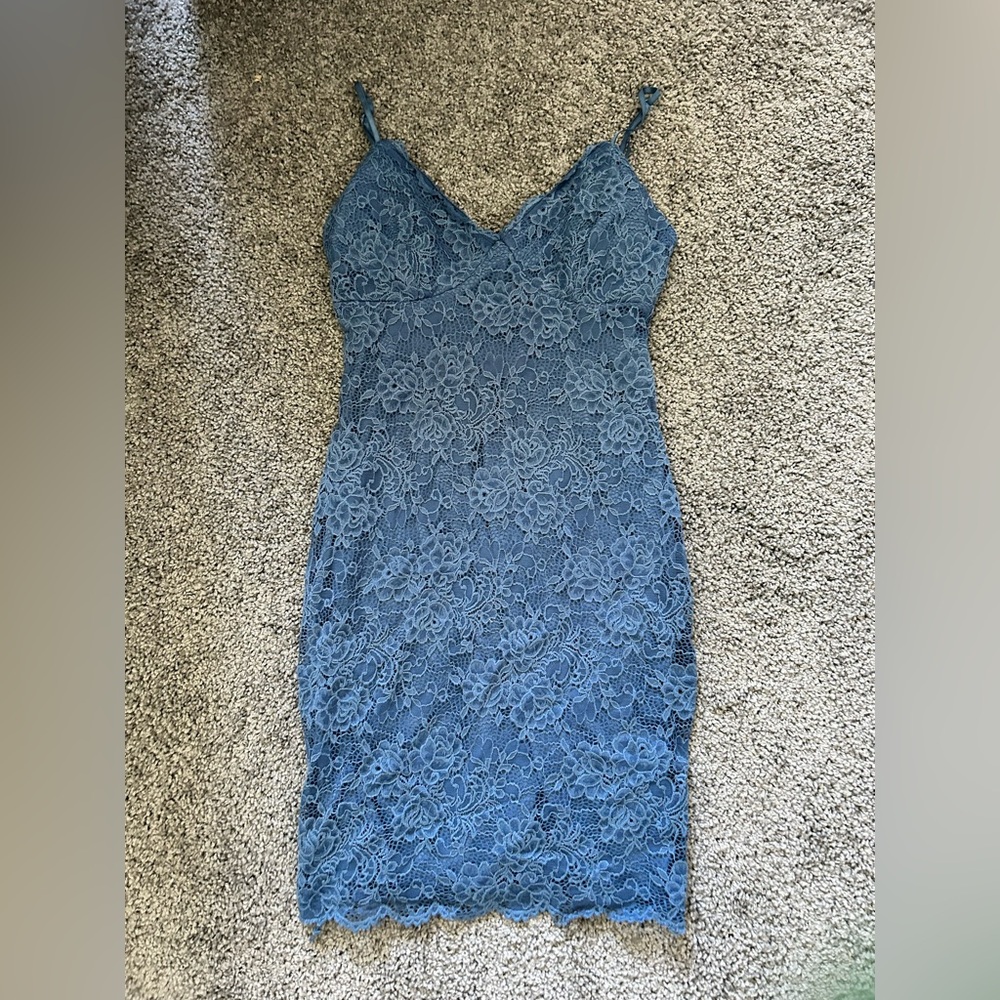 Windsor Blue Lace Bodycon Mini Dress